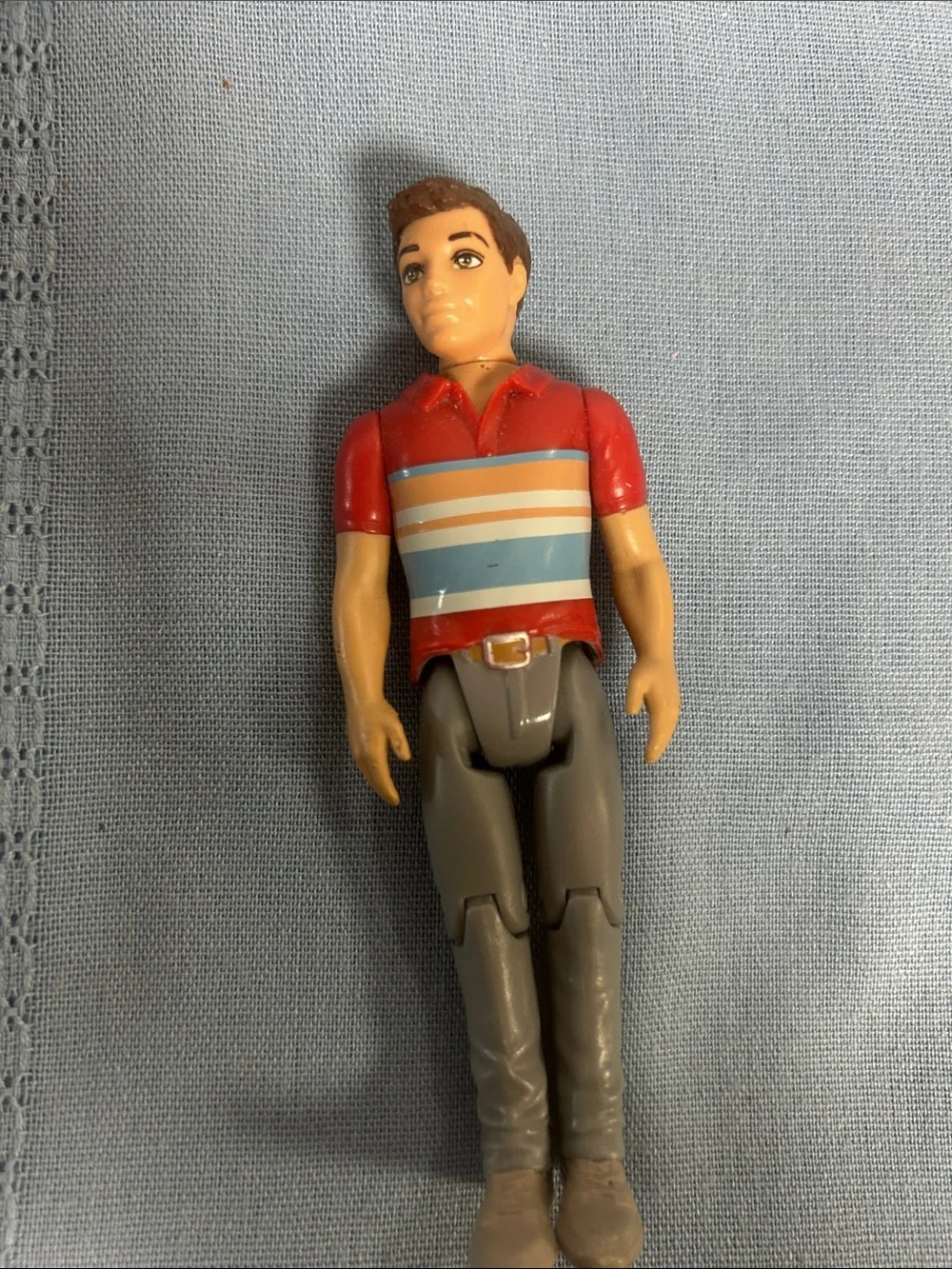 Vintage Fisher Price Dad from Loving Family in Red Striped Shirt